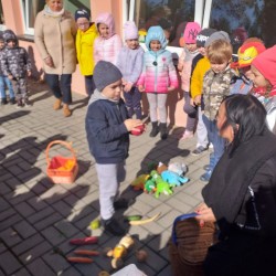 Dzieci segregują owoce i warzywa